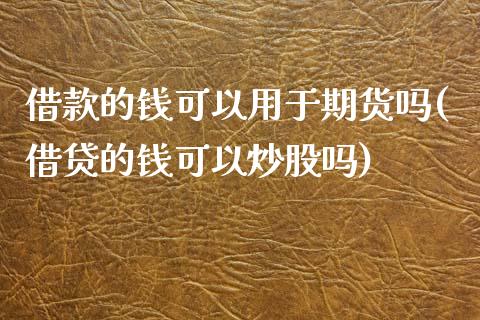 借款的钱可以用于期货吗(借贷的钱可以炒股吗)_https://www.qianjuhuagong.com_期货平台_第1张