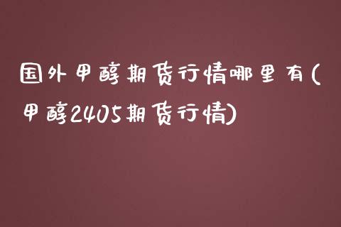 国外甲醇期货行情哪里有(甲醇2405期货行情)_https://www.qianjuhuagong.com_期货开户_第1张