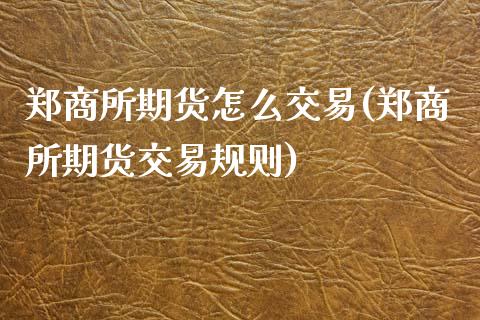 郑商所期货怎么交易(郑商所期货交易规则)_https://www.qianjuhuagong.com_期货开户_第1张