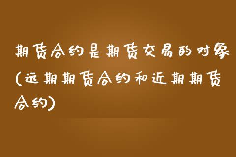 期货合约是期货交易的对象(远期期货合约和近期期货合约)_https://www.qianjuhuagong.com_期货开户_第1张