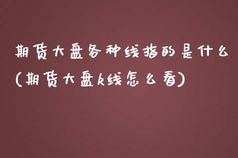 期货大盘各种线指的是什么(期货大盘k线怎么看)_https://www.qianjuhuagong.com_期货行情_第1张