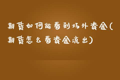 期货如何能看到场外资金(期货怎么看资金流出)_https://www.qianjuhuagong.com_期货开户_第1张