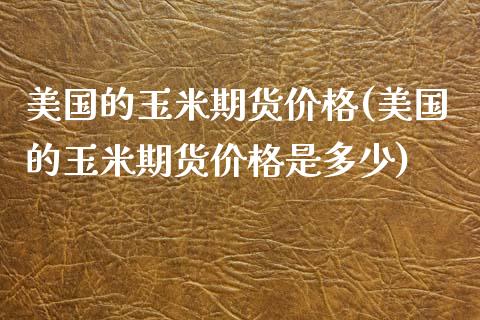 美国的玉米期货价格(美国的玉米期货价格是多少)_https://www.qianjuhuagong.com_期货平台_第1张