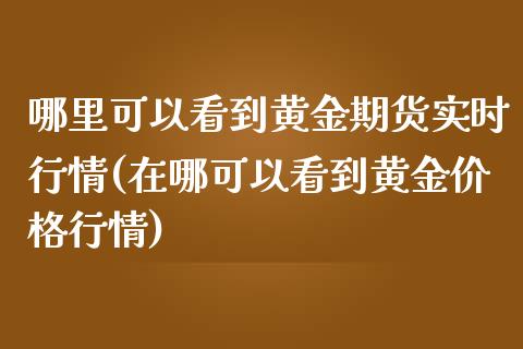 哪里可以看到黄金期货实时行情(在哪可以看到黄金价格行情)_https://www.qianjuhuagong.com_期货平台_第1张