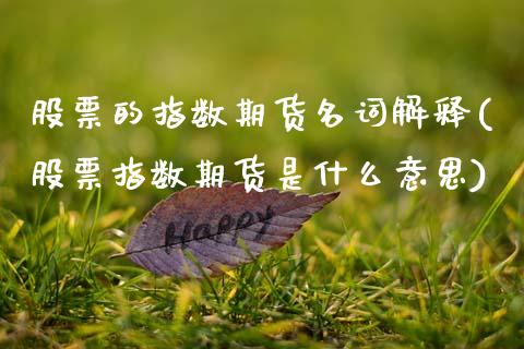 股票的指数期货名词解释(股票指数期货是什么意思)_https://www.qianjuhuagong.com_期货直播_第1张