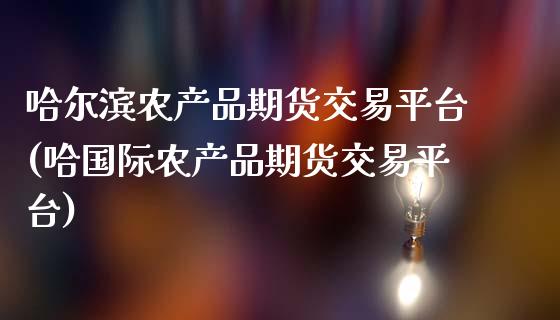 哈尔滨农产品期货交易平台(哈国际农产品期货交易平台)_https://www.qianjuhuagong.com_期货直播_第1张