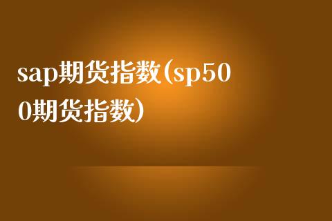 sap期货指数(sp500期货指数)_https://www.qianjuhuagong.com_期货百科_第1张