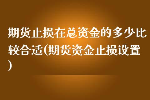 期货止损在总资金的多少比较合适(期货资金止损设置)_https://www.qianjuhuagong.com_期货开户_第1张