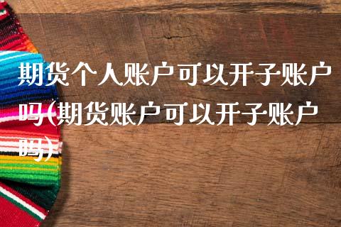 期货个人账户可以开子账户吗(期货账户可以开子账户吗)_https://www.qianjuhuagong.com_期货平台_第1张