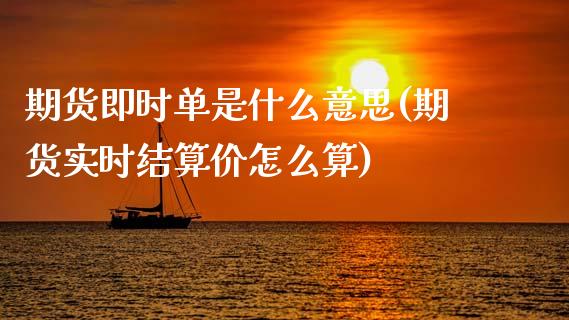 期货即时单是什么意思(期货实时结算价怎么算)_https://www.qianjuhuagong.com_期货平台_第1张