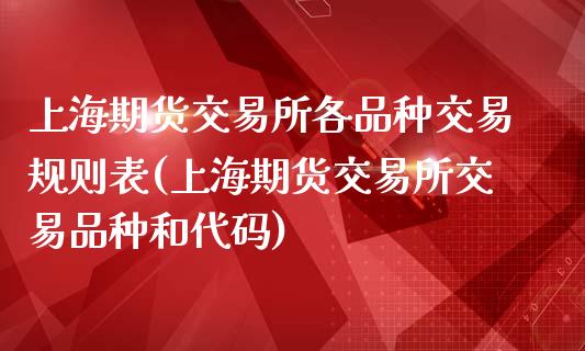 上海期货交易所各品种交易规则表(上海期货交易所交易品种和代码)_https://www.qianjuhuagong.com_期货直播_第1张