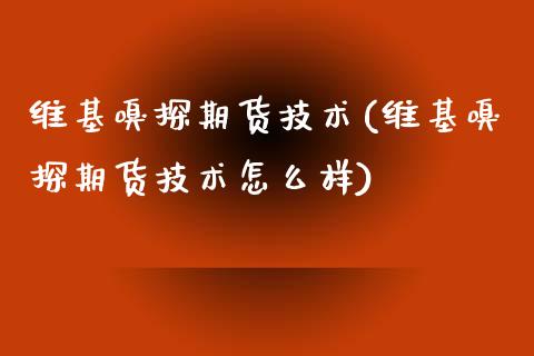 维基嗅探期货技术(维基嗅探期货技术怎么样)_https://www.qianjuhuagong.com_期货直播_第1张