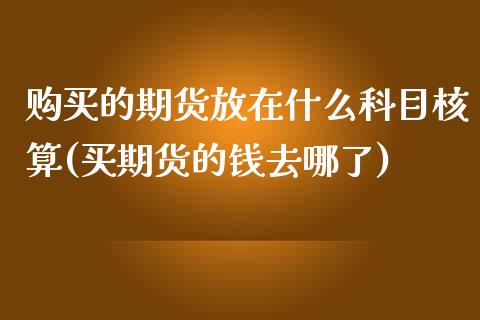 购买的期货放在什么科目核算(买期货的钱去哪了)_https://www.qianjuhuagong.com_期货直播_第1张