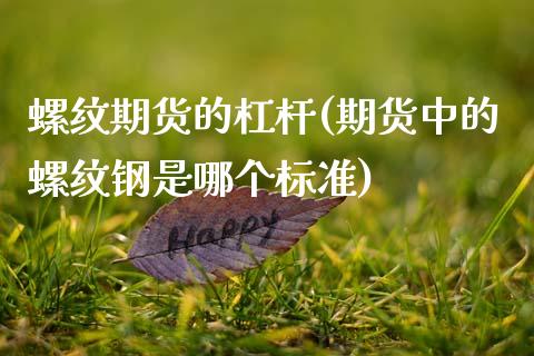 螺纹期货的杠杆(期货中的螺纹钢是哪个标准)_https://www.qianjuhuagong.com_期货开户_第1张