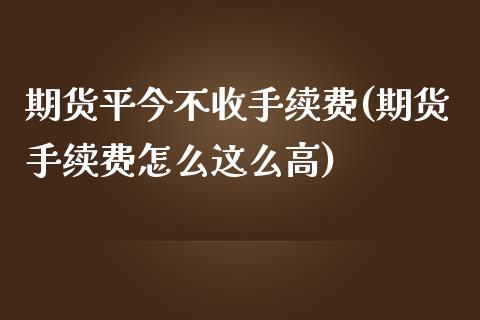 期货平今不收手续费(期货手续费怎么这么高)_https://www.qianjuhuagong.com_期货开户_第1张