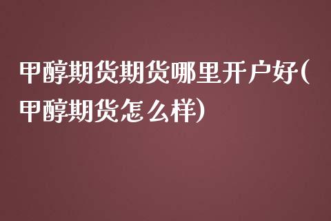 甲醇期货期货哪里开户好(甲醇期货怎么样)_https://www.qianjuhuagong.com_期货开户_第1张