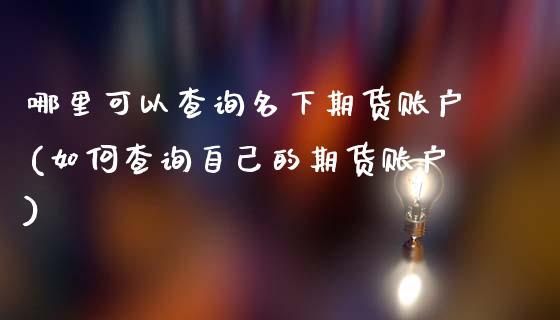 哪里可以查询名下期货账户(如何查询自己的期货账户)_https://www.qianjuhuagong.com_期货百科_第1张