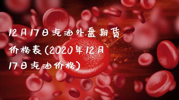 12月17日汽油外盘期货价格表(2020年12月17日汽油价格)_https://www.qianjuhuagong.com_期货百科_第1张