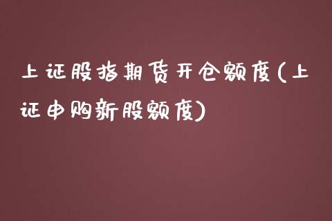 上证股指期货开仓额度(上证申购新股额度)_https://www.qianjuhuagong.com_期货行情_第1张