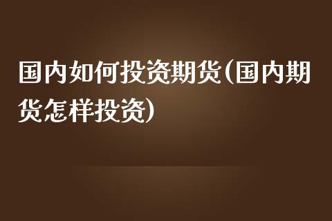 国内如何投资期货(国内期货怎样投资)_https://www.qianjuhuagong.com_期货行情_第1张