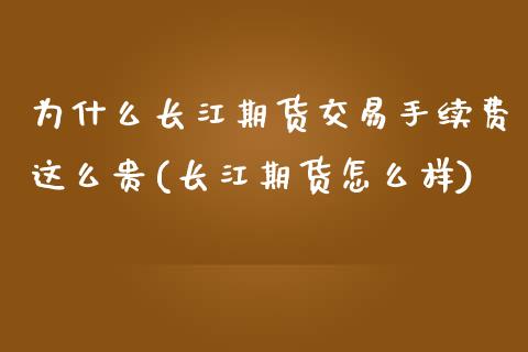 为什么长江期货交易手续费这么贵(长江期货怎么样)_https://www.qianjuhuagong.com_期货开户_第1张