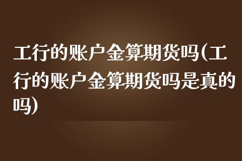 工行的账户金算期货吗(工行的账户金算期货吗是真的吗)_https://www.qianjuhuagong.com_期货百科_第1张