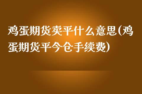 鸡蛋期货卖平什么意思(鸡蛋期货平今仓手续费)_https://www.qianjuhuagong.com_期货开户_第1张