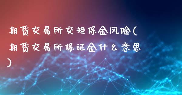 期货交易所交担保金风险(期货交易所保证金什么意思)_https://www.qianjuhuagong.com_期货平台_第1张