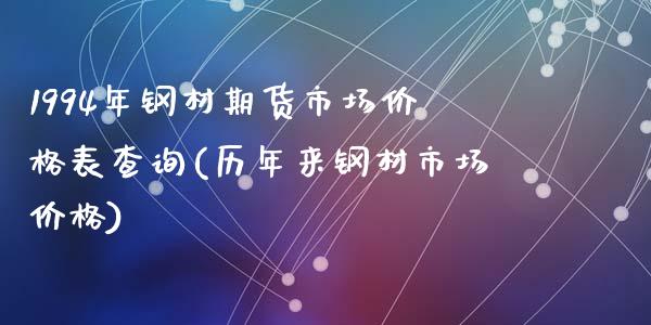 1994年钢材期货市场价格表查询(历年来钢材市场价格)_https://www.qianjuhuagong.com_期货直播_第1张