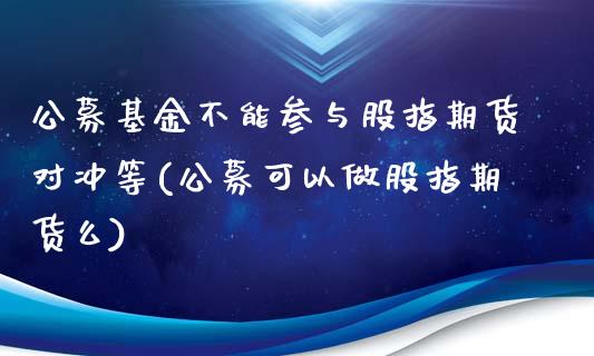 公募基金不能参与股指期货对冲等(公募可以做股指期货么)_https://www.qianjuhuagong.com_期货行情_第1张