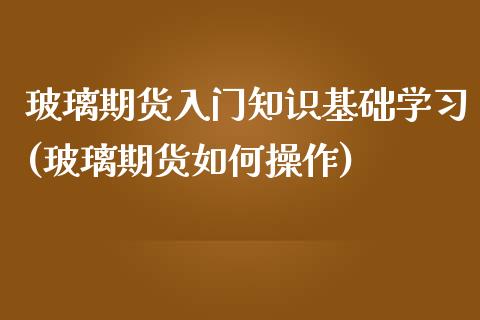 玻璃期货入门知识基础学习(玻璃期货如何操作)_https://www.qianjuhuagong.com_期货行情_第1张