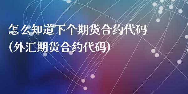 怎么知道下个期货合约代码(外汇期货合约代码)_https://www.qianjuhuagong.com_期货平台_第1张