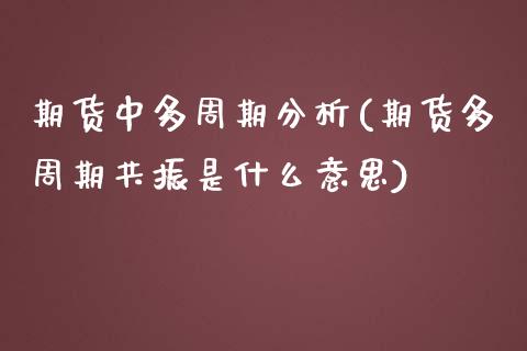 期货中多周期分析(期货多周期共振是什么意思)_https://www.qianjuhuagong.com_期货直播_第1张