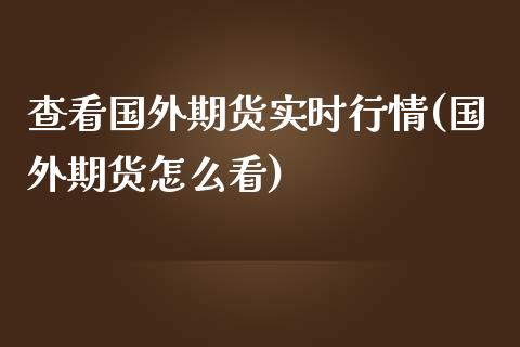 查看国外期货实时行情(国外期货怎么看)_https://www.qianjuhuagong.com_期货平台_第1张