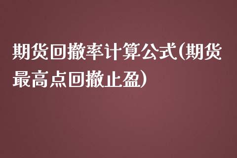 期货回撤率计算公式(期货最高点回撤止盈)_https://www.qianjuhuagong.com_期货平台_第1张