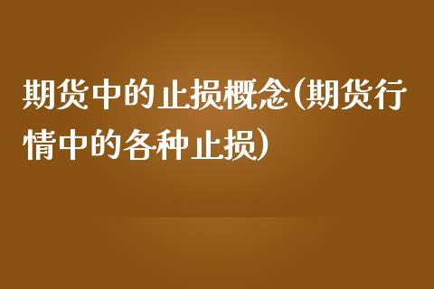 期货中的止损概念(期货行情中的各种止损)_https://www.qianjuhuagong.com_期货行情_第1张