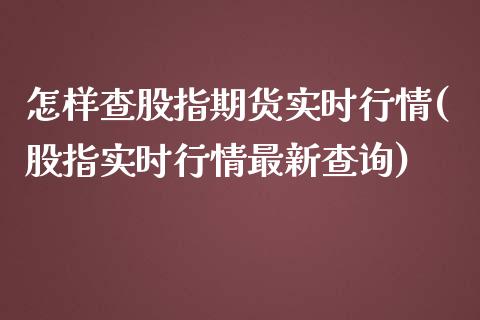 怎样查股指期货实时行情(股指实时行情最新查询)_https://www.qianjuhuagong.com_期货开户_第1张