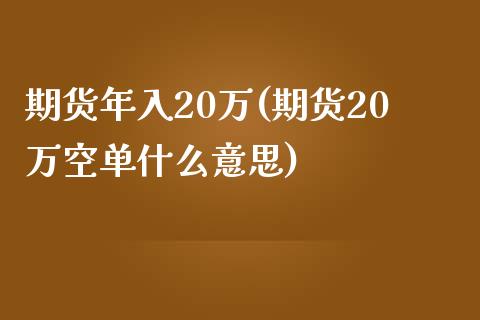 期货年入20万(期货20万空单什么意思)_https://www.qianjuhuagong.com_期货开户_第1张