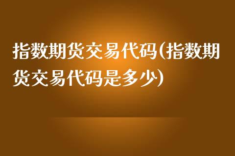 指数期货交易代码(指数期货交易代码是多少)_https://www.qianjuhuagong.com_期货百科_第1张