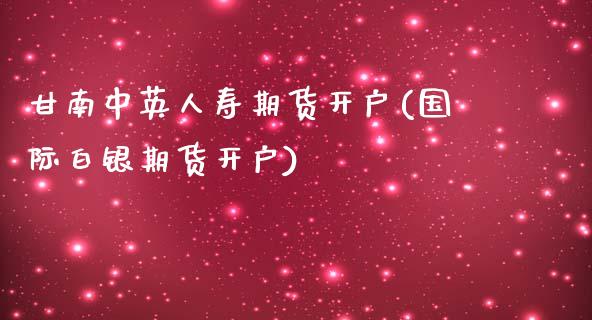 甘南中英人寿期货开户(国际白银期货开户)_https://www.qianjuhuagong.com_期货开户_第1张