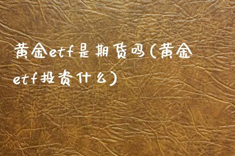 黄金etf是期货吗(黄金etf投资什么)_https://www.qianjuhuagong.com_期货百科_第1张