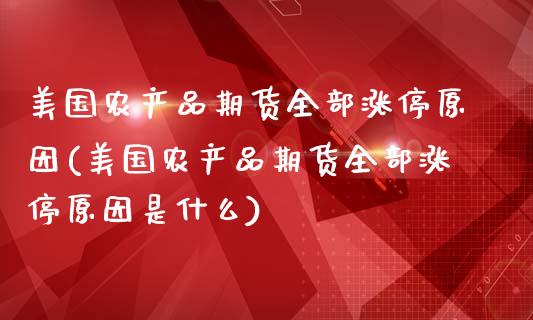 美国农产品期货全部涨停原因(美国农产品期货全部涨停原因是什么)_https://www.qianjuhuagong.com_期货百科_第1张