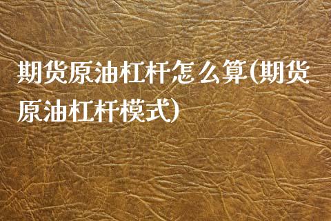 期货原油杠杆怎么算(期货原油杠杆模式)_https://www.qianjuhuagong.com_期货百科_第1张