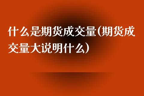 什么是期货成交量(期货成交量大说明什么)_https://www.qianjuhuagong.com_期货百科_第1张