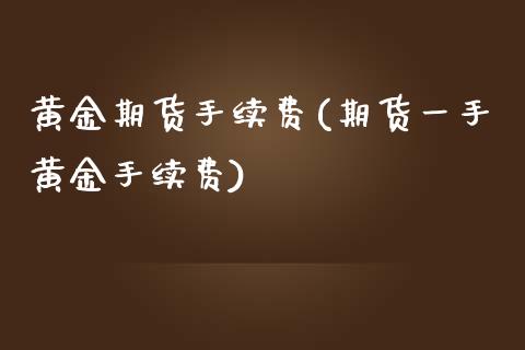 黄金期货手续费(期货一手黄金手续费)_https://www.qianjuhuagong.com_期货开户_第1张