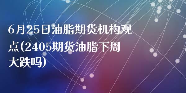 6月25日油脂期货机构观点(2405期货油脂下周大跌吗)_https://www.qianjuhuagong.com_期货百科_第1张