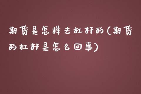 期货是怎样去杠杆的(期货的杠杆是怎么回事)_https://www.qianjuhuagong.com_期货开户_第1张