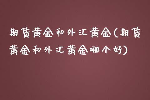 期货黄金和外汇黄金(期货黄金和外汇黄金哪个好)_https://www.qianjuhuagong.com_期货百科_第1张