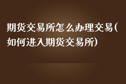 期货交易所怎么办理交易(如何进入期货交易所)_https://www.qianjuhuagong.com_期货百科_第1张