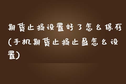 期货止损设置好了怎么保存(手机期货止损止盈怎么设置)_https://www.qianjuhuagong.com_期货直播_第1张